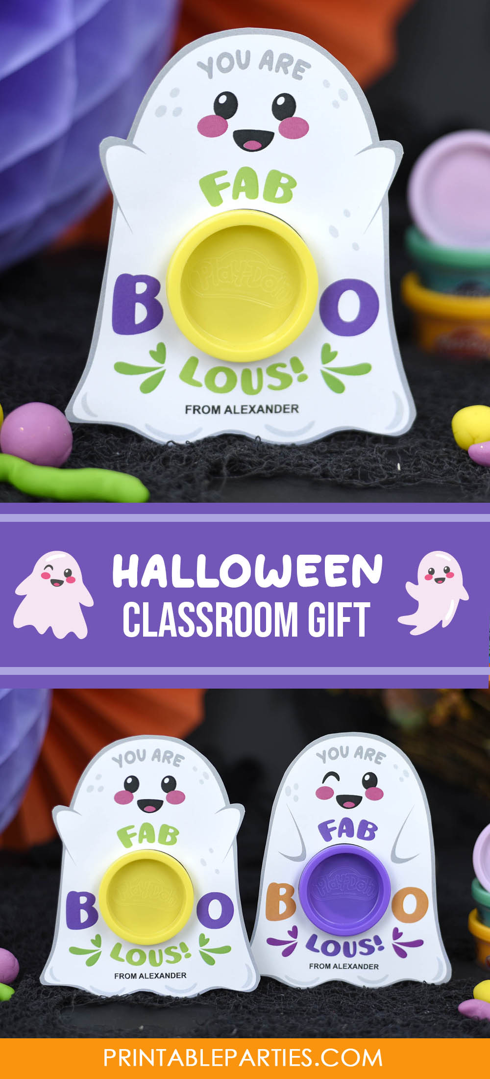 Ghost play doh holders for Halloween